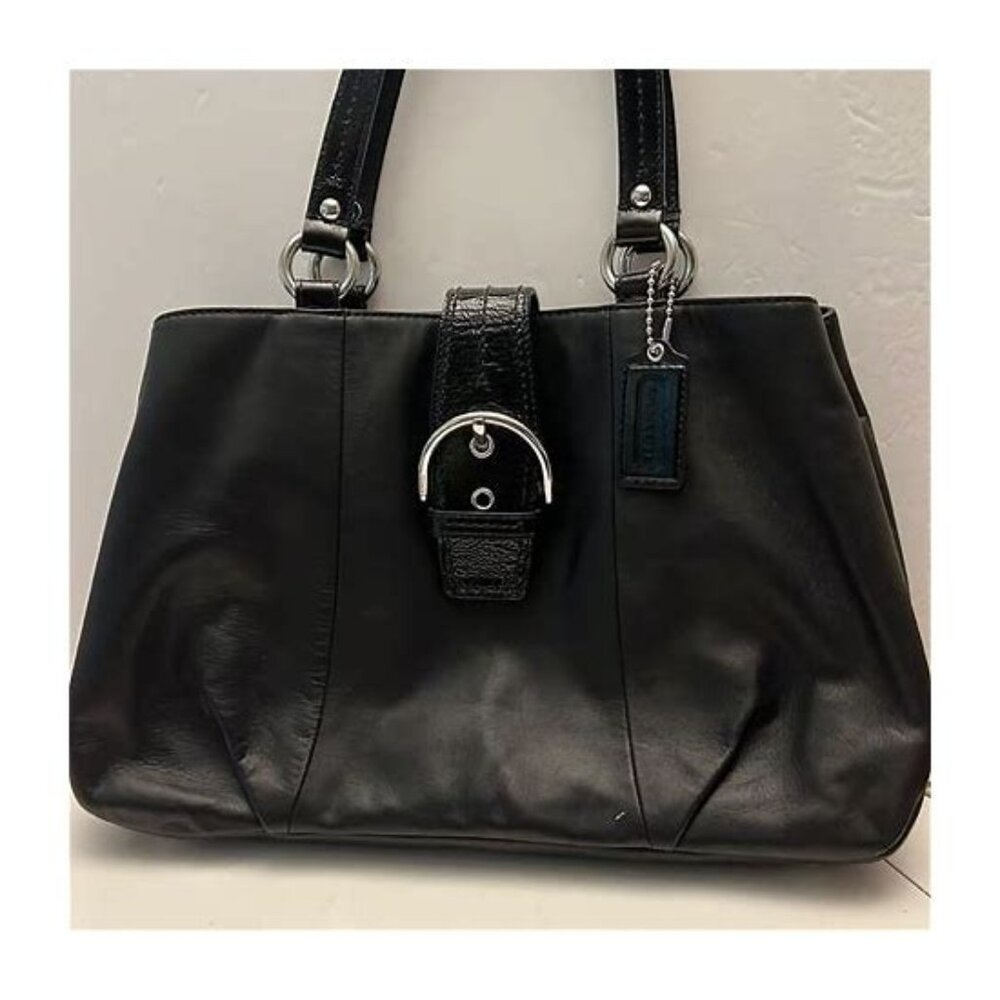 Euc Coach Soho East West Black Leather Shoulder Bag - Picture 2 of 14